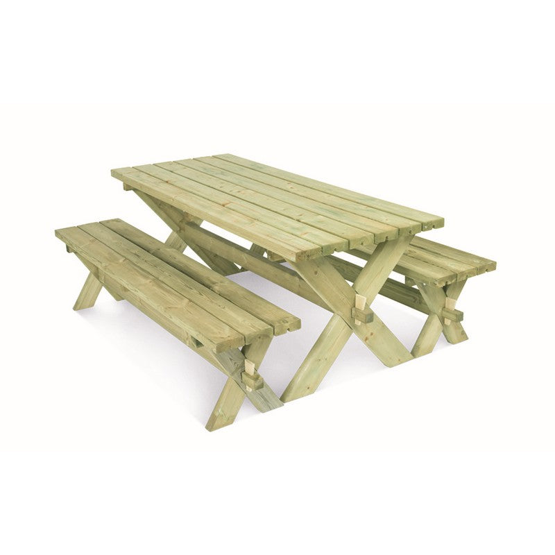 EKJU Retro Picnic Table - 6 Seat Green Tint by EKJU