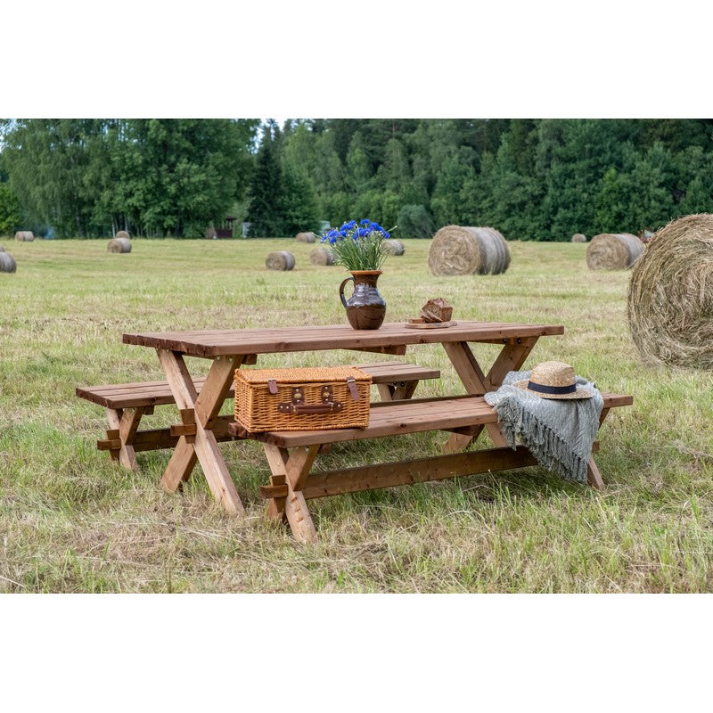 EKJU Retro Picnic Table - 6 Seat Green Tint by EKJU