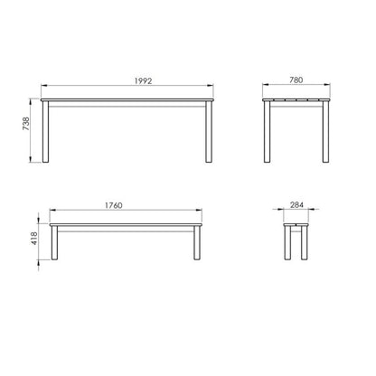 EKJU Cesis Picnic Table - 6 Seat Brown by EKJU