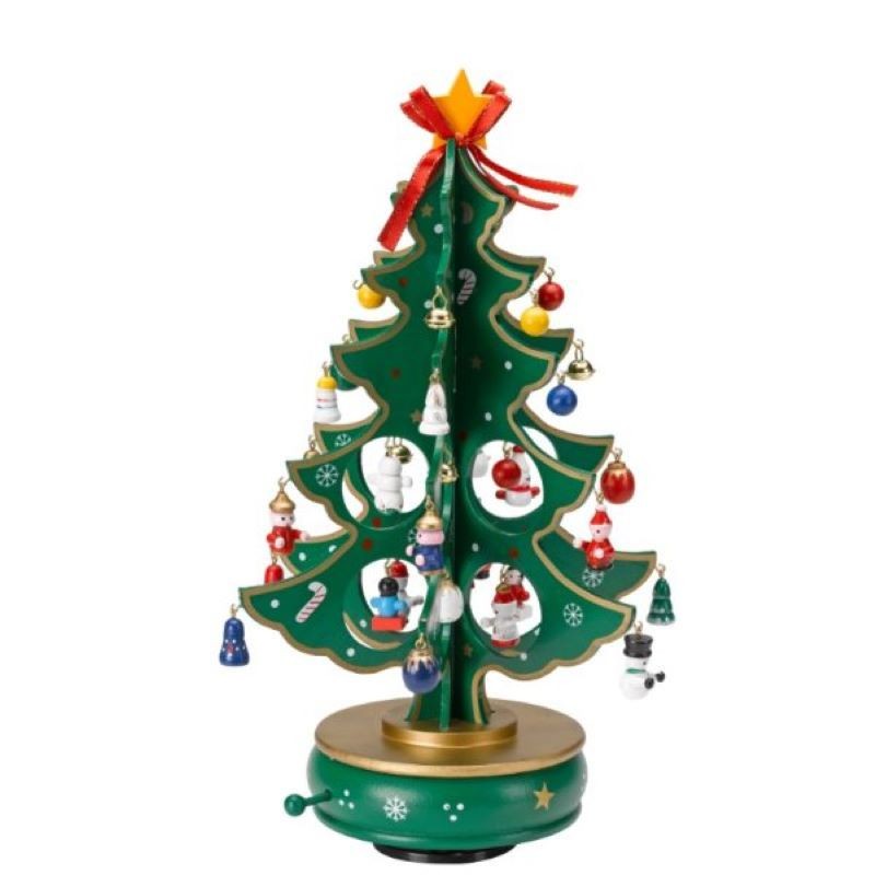 Xmas Tree Model Christmas Decoration Green & Gold - 35cm