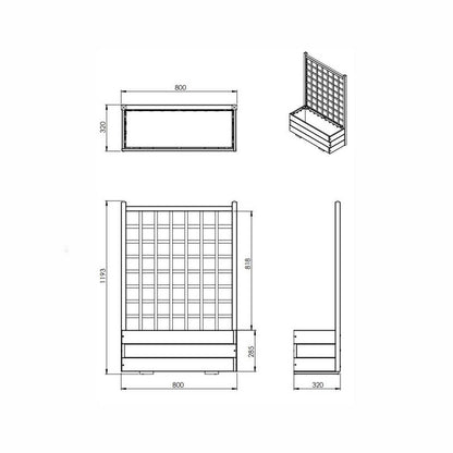 EKJU Flower Box Planter Trellis - Brown by EKJU