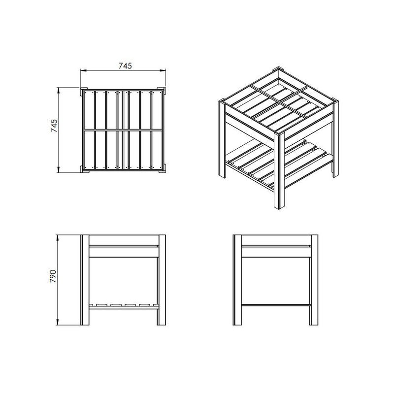 EKJU Four Section Raised Planter - Brown by EKJU