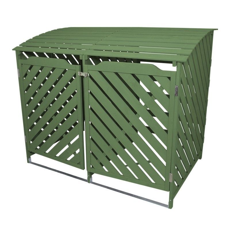 Raven Raven Double 4' 10" x 3' Pent Wheelie Bin Store - Classic Sprayed Vented