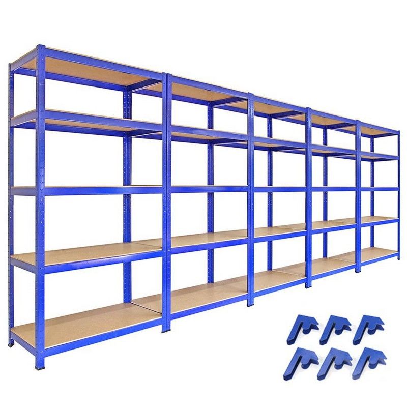 Raven Steel Shelving & Bay Connectorss 180cm - Blue Heavy Duty Set of Five T-Rax 90cm by Raven