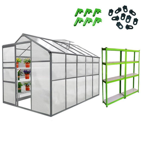 Raven Raven Crescive 6' x 10' Apex Greenhouse & Racking Set - Classic Polycarbonate