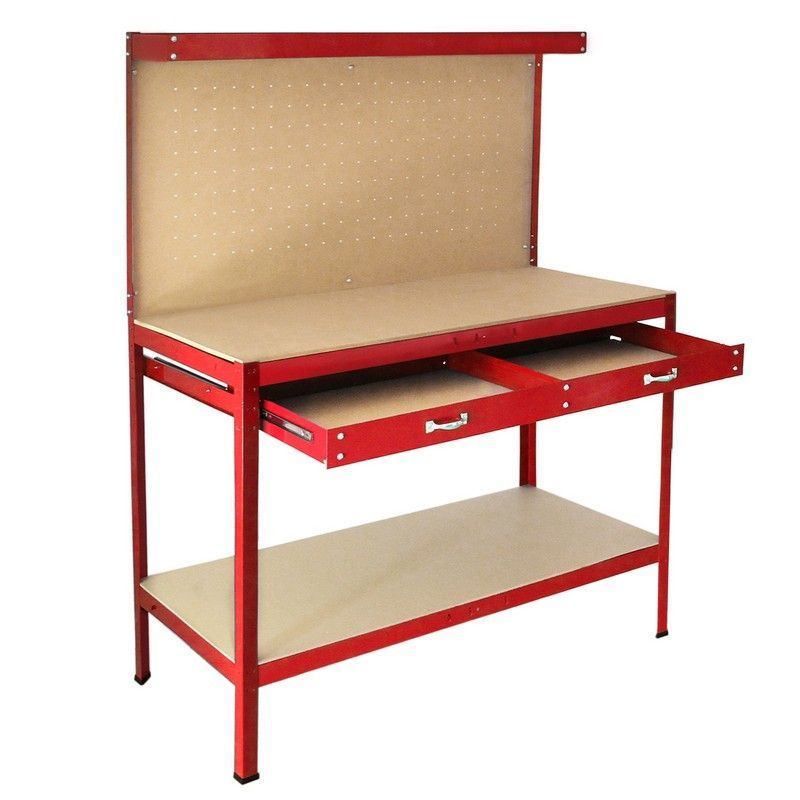 Raven Raven Q-Rax 3' 11" x 1' 11" Not Applicable Workbench with Pegboard, Drawer & Light - Classic