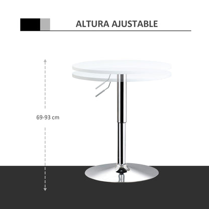 Bar Table ?60cm Adjustable Height Round Bistro Table w/ Swivel Top Metal Frame Counter Surface Stylish Kitchen Conservatory White