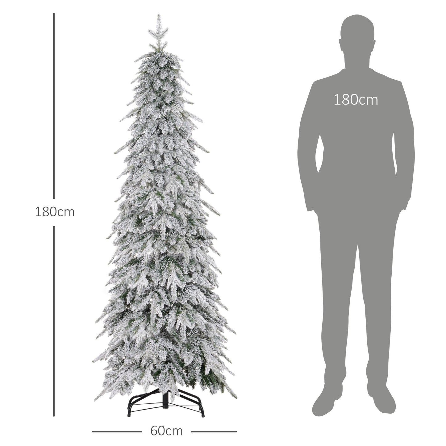 6ft Slim Christmas Tree Artificial - White Frosted Green Slim  600 Tips