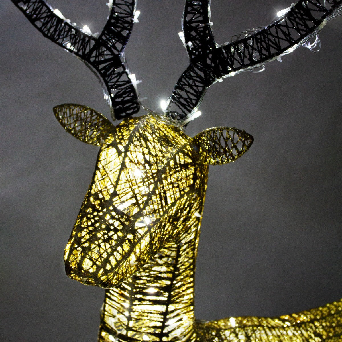 Christmas Light Up Reindeer Gold Stag - 120cm 200 Ice White LED