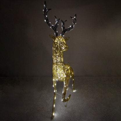 Christmas Light Up Reindeer Gold Stag - 120cm 200 Ice White LED