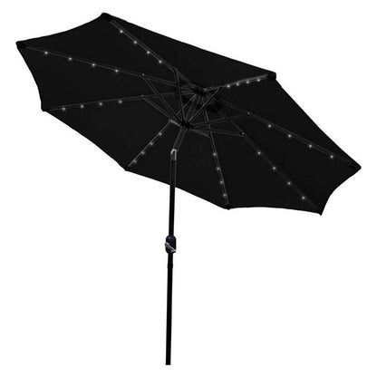 Solar LED Tilt Garden Parasol by Raven - 2.7M Black