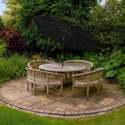 Solar LED Tilt Garden Parasol by Raven - 2.7M Black