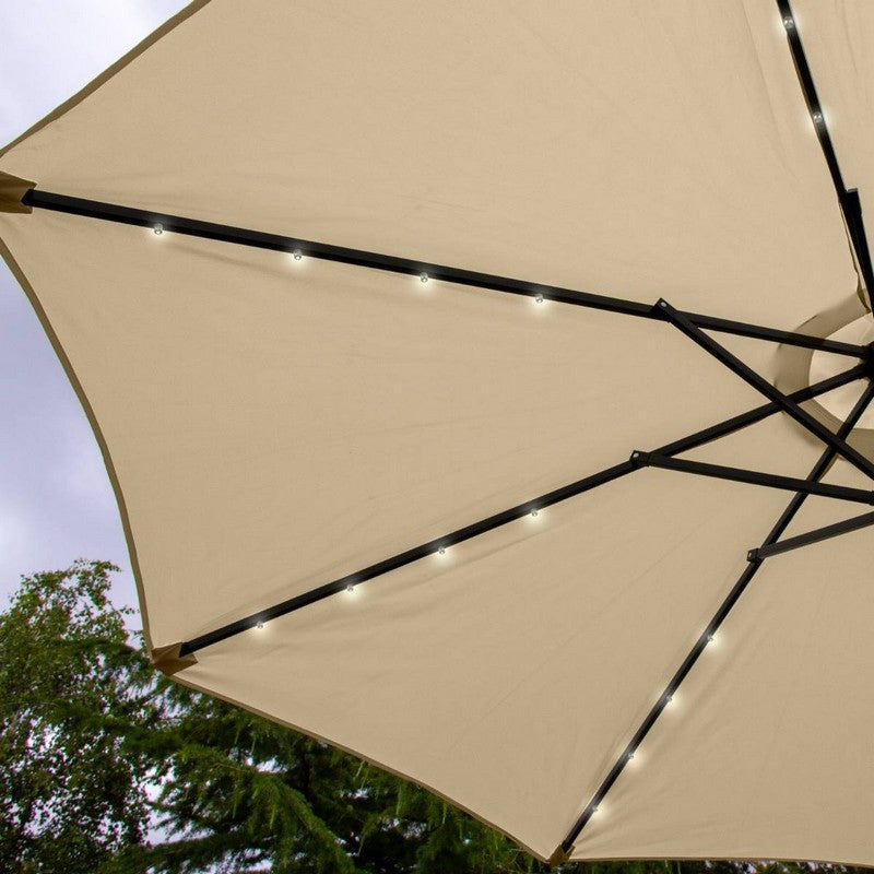 Raven Solar LED Tilt Garden Parasol by Raven - 2.7M Beige