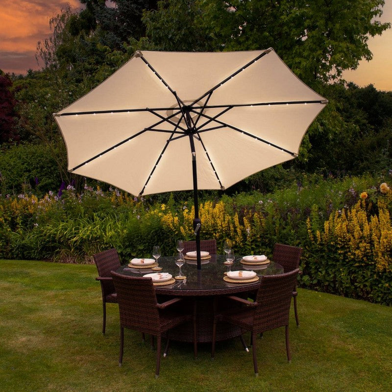 Raven Solar LED Tilt Garden Parasol by Raven - 2.7M Cream