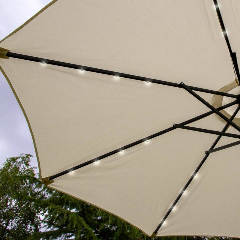 Raven Solar LED Tilt Garden Parasol by Raven - 2.7M Cream