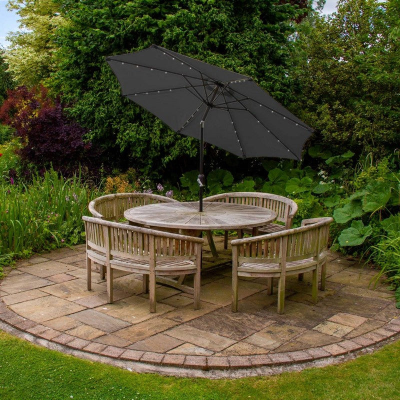 Raven Solar LED Tilt Garden Parasol by Raven - 2.7M Grey