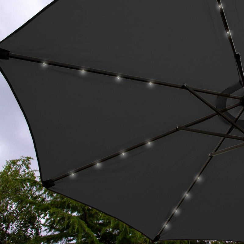 Raven Solar LED Tilt Garden Parasol by Raven - 2.7M Grey