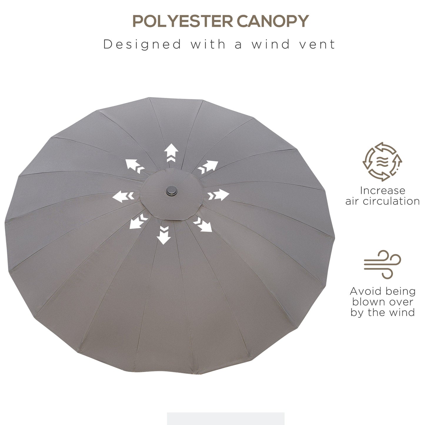 2.6m Shanghai Garden Parasol Umbrella with Crank & Tilt