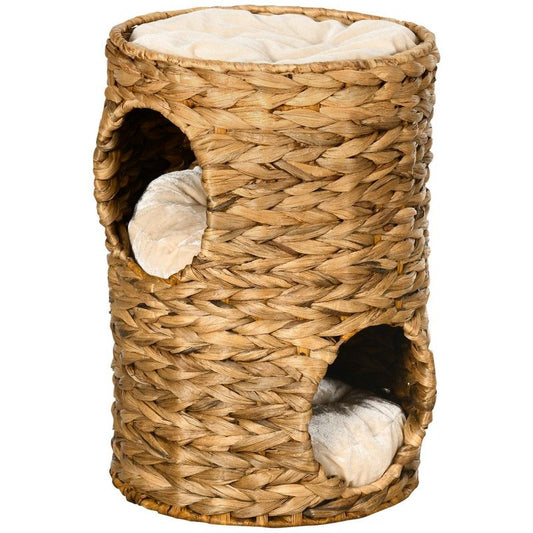 PawHut PawHut 47cm Cat Barrel Tree for Indoor Cats with 2 Cat Houses