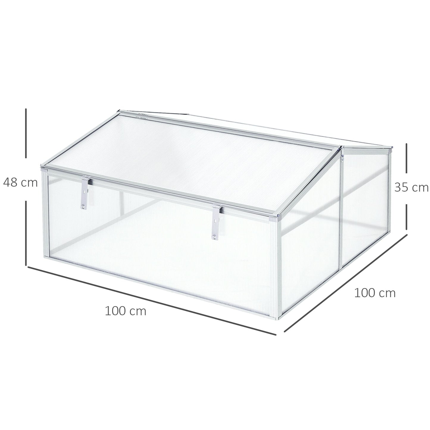 100L x 100W x 48H cm PC Board Greenhouse Adjustable Roof Grow House -Transparent