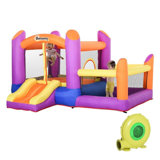 Outsunny Outsunny Kids Bouncy Castle House Inflatable Trampoline Slide Water Pool 3 In 1 With Blower For Kids Age 3-8 Multi-Color 2.8 X 2.5 X 1.7M