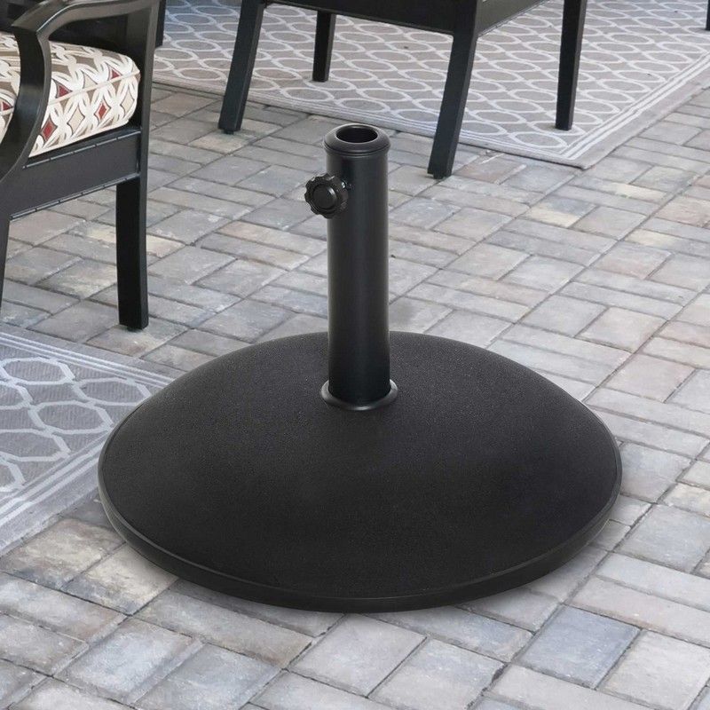 Outsunny Outsunny 25kgs Round Umbrella Base Concrete Parasol Weight Stand Patio Outdoor Black Dia 49cm