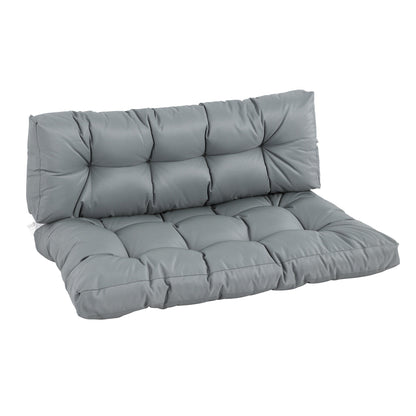 2-Piece Garden Tufted Pallet Cushions Seat Pad Back Cushion Indoor Outdoor Grey