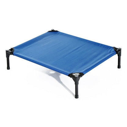 PawHut Pawhut Raised Dog Bed Cat Elevated Lifted Portable Camping With Metal Frame Blue (Medium)