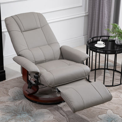 Manual Recliner Chair Armchair Sofa with Faux Leather Upholstered Wooden Base for Living Room Bedroom