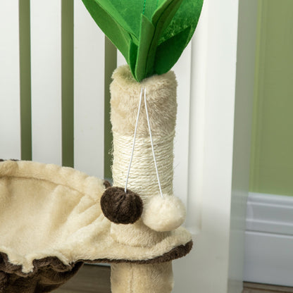 PawHut 68cm Palm Tree Shaped Cat Tree w/ Hammock