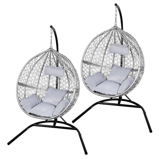 Raven Enchanted Garden Egg Chair Pair by Raven - 2 Seats Grey Cushions