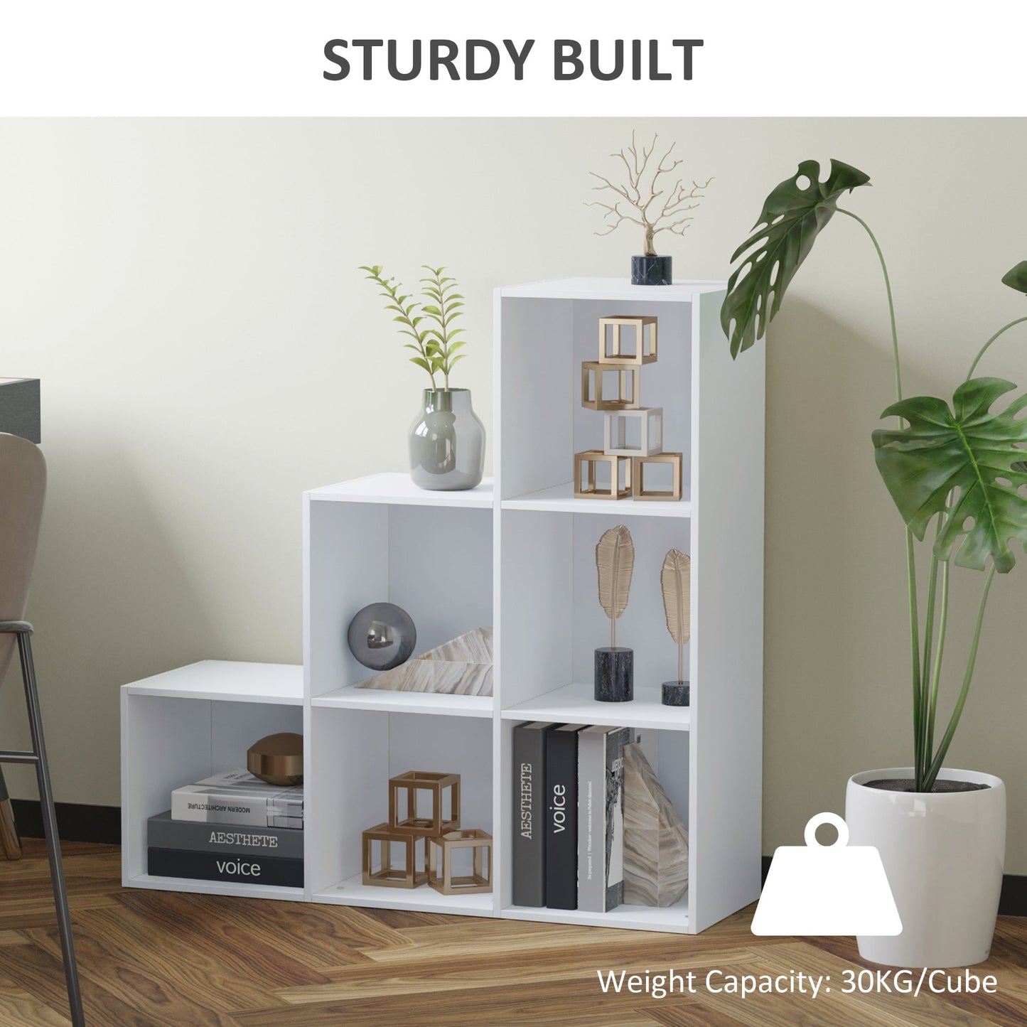 6 Cubes 3-Tier Shelving Cabinet