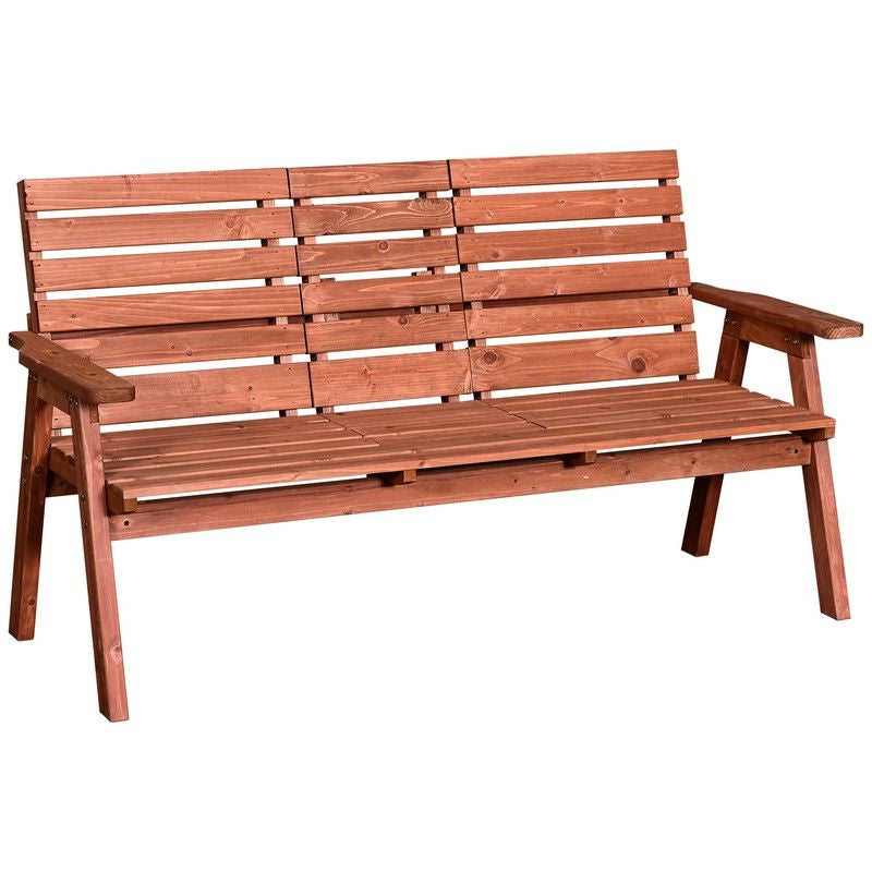 Outsunny Outsunny Fir Wood Convertible 2 to 3 Seater Outdoor Garden Bench Wood Tone