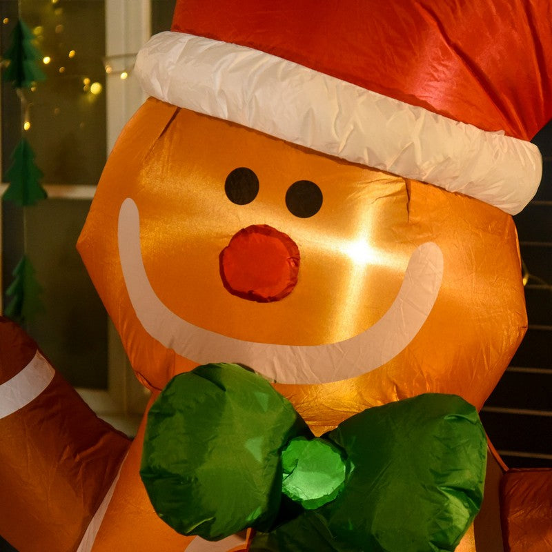 Homcom 6 Foot LED Polyester Outdoor Christmas Inflatable Gingerbread Man