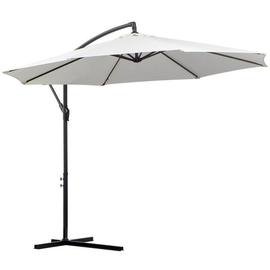 Outsunny Outsunny 3M Banana Umbrella Parasol-Cream White