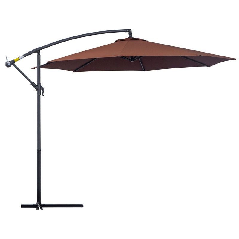 Outsunny Outsunny Diameter 3M Hanging Umbrella Parasol-Coffee