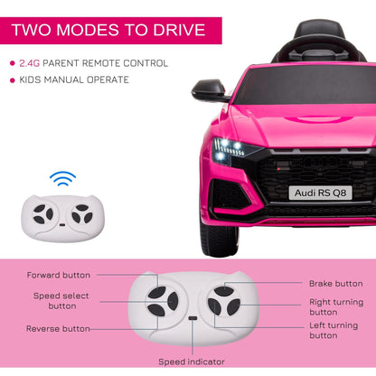 Audi RS Q8 6V Kids Electric Ride On Car Toy w/ Remote USB MP3 Bluetooth Pink