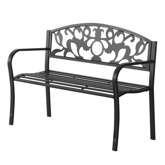 Outsunny Outsunny Metal Frame Bench 128Lx50Wx91H cm Net Weight 12Kg-Black