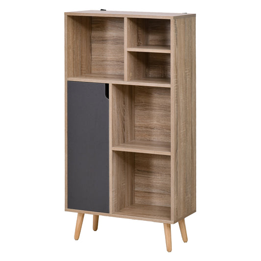 Freestanding Bookshelf Living Room Bookcase Storage Cabinet with 5 Shelves and Door Cupboard for Home Office