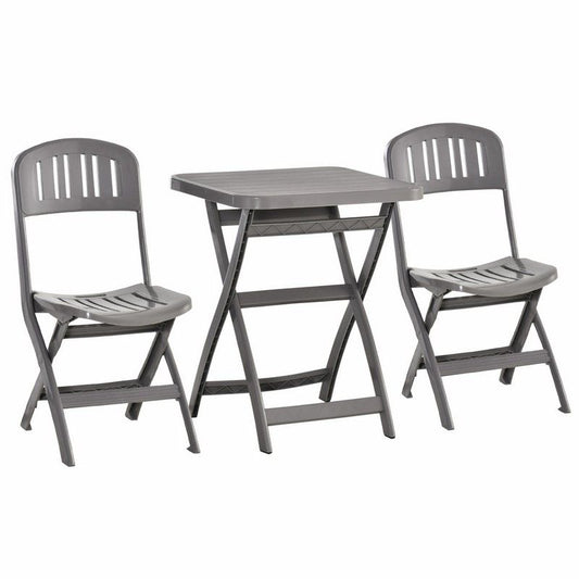 Outsunny Outsunny 3 Piece Garden Bistro Set With Foldable Design Garden Camping Coffee Table And Chairs Furniture Set - Grey