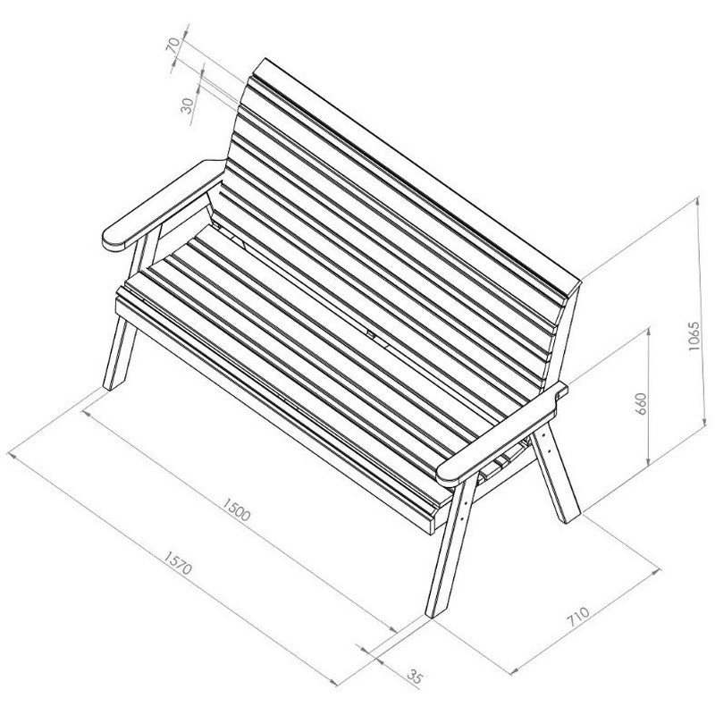 Freya Garden Bench by Zest - 3 Seats