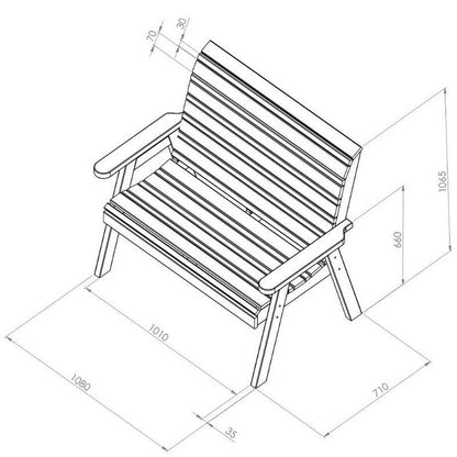 Freya Garden Bench by Zest - 2 Seats