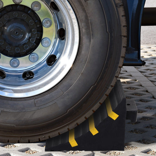 Rubber Set-of-2 Heavy Duty Wheel Chocks Black/Yellow