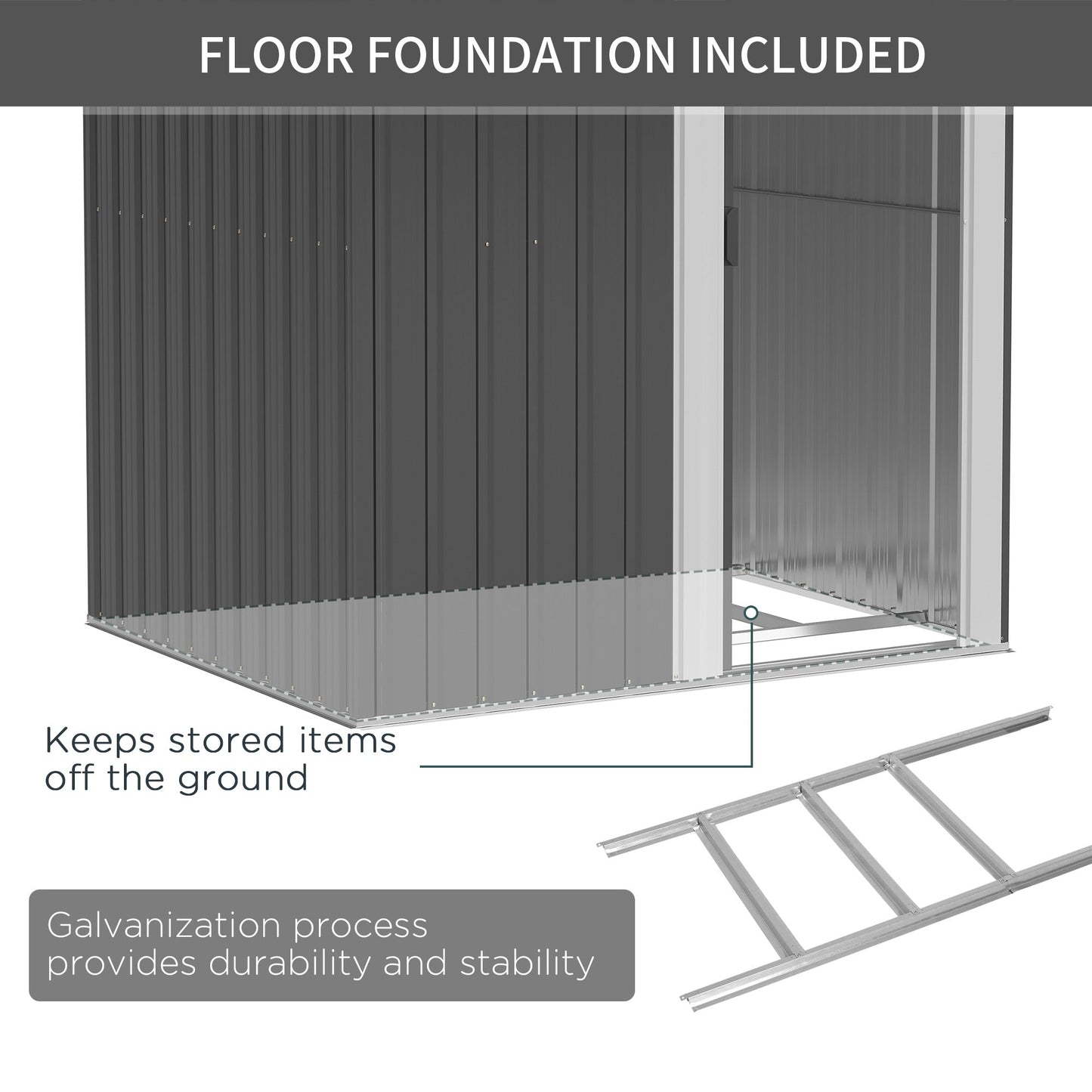 Galvanised 5 x 4' Single Door Reverse Apex Shed Steel Grey by Steadfast