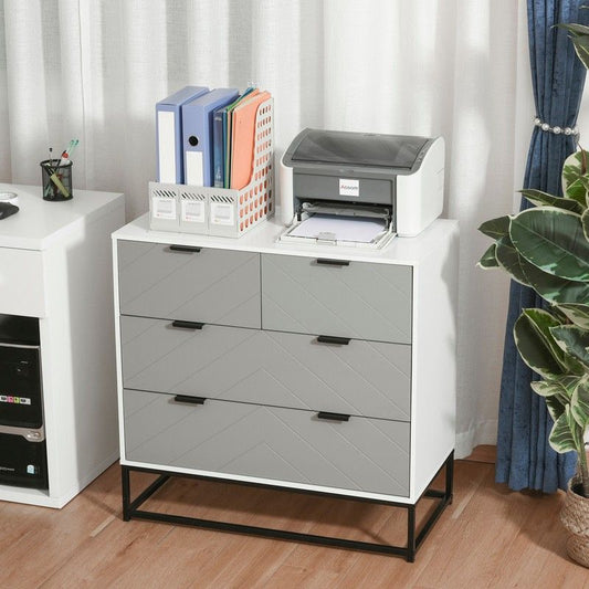 Homcom Homcom Chest of Drawers with Metal Handles Freestanding Dresser for Bedroom