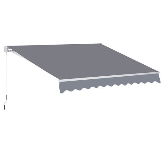 Outsunny Outsunny 3 x 2.5m Manual Awning Canopy Sun Shade Shelter Retractable for Garden Grey