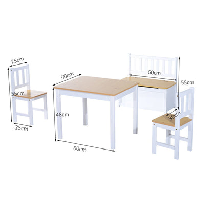 Homcom 4-Piece Kids Table And Chair Set With 2 Wooden Chairs