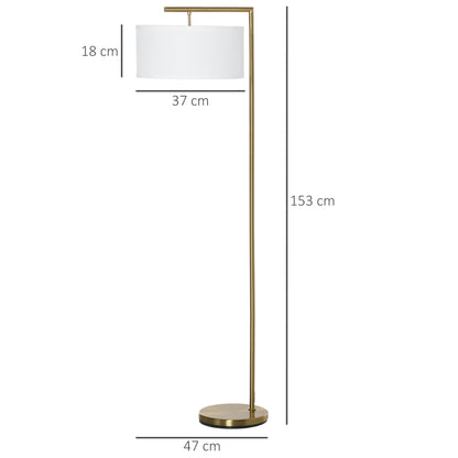 Modern Floor Lamp Tall Pole Light with Linen Shade E27 Holder for Home Office