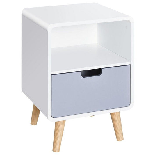 Homcom Homcom Scandinavian Style Bedside Table 40Lx38Wx58H cm-White/Grey/Natural Wood Colour