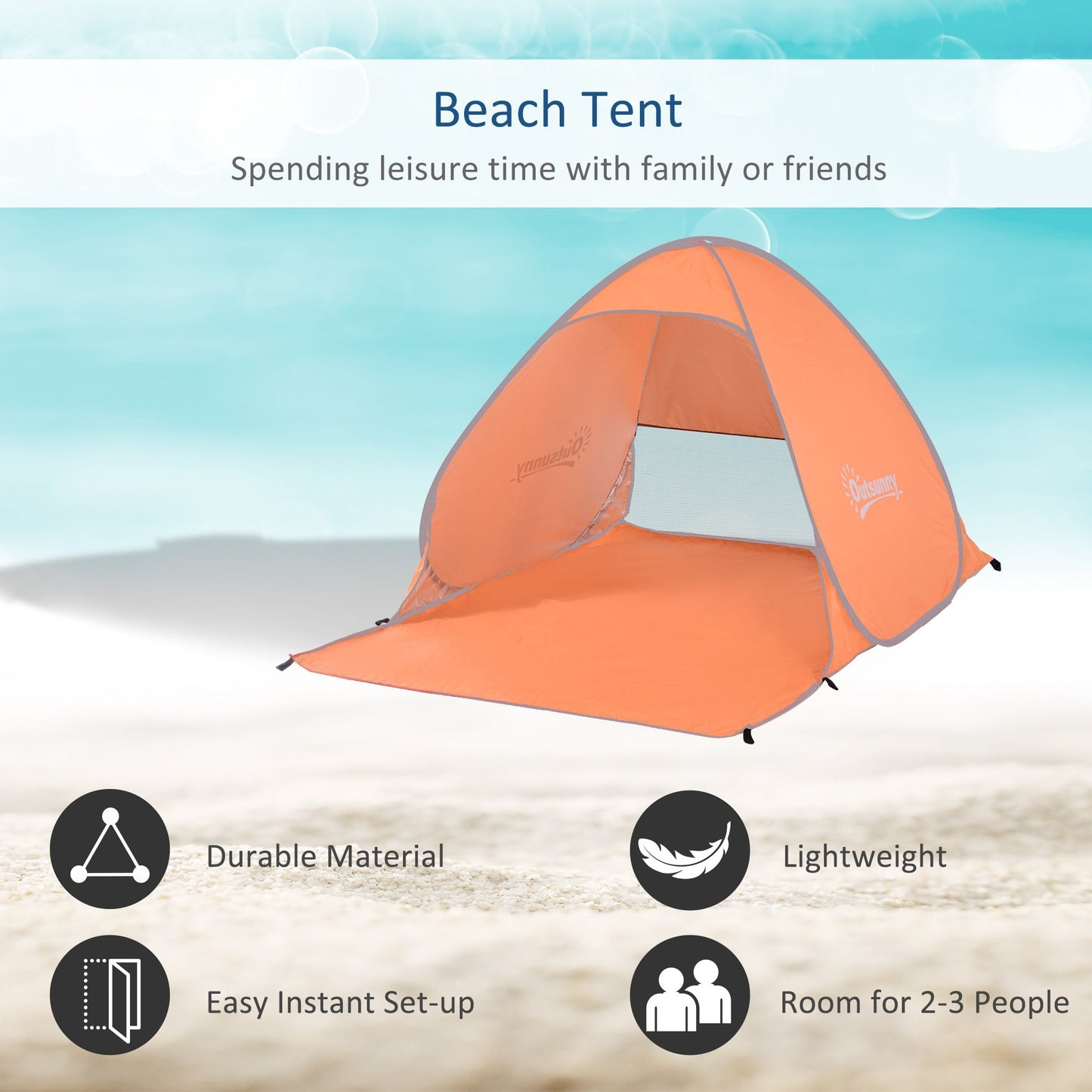 Outsunny 2 Person Pop Up Uv Shelter Shade-Orange